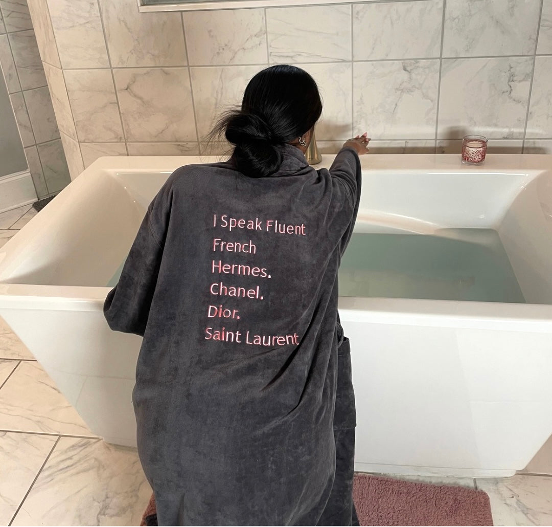 Charcoal & Pink Luxe Robe