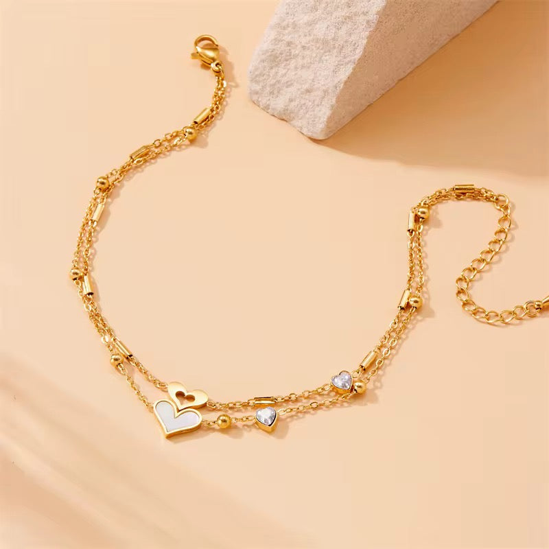 Double Heart Anklet
