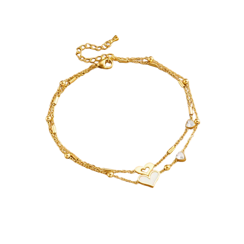 Double Heart Anklet
