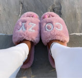 Dreamy Rose Pink signature cozy slippers with premium faux fur - part of bundle